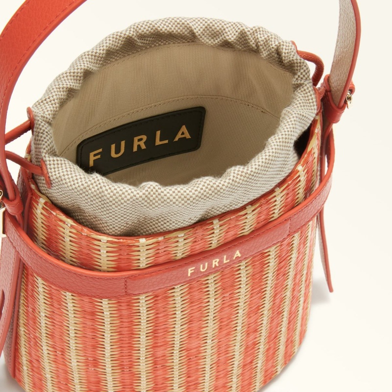 Dámské Bucket Bag Furla GIOVE Červené Žluté | 5469-TJDYP